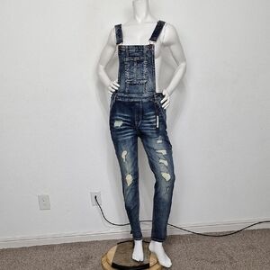 Dollhouse NEW Casual Denim Distressed Grunge Streetwear Bib Overalls Size 11